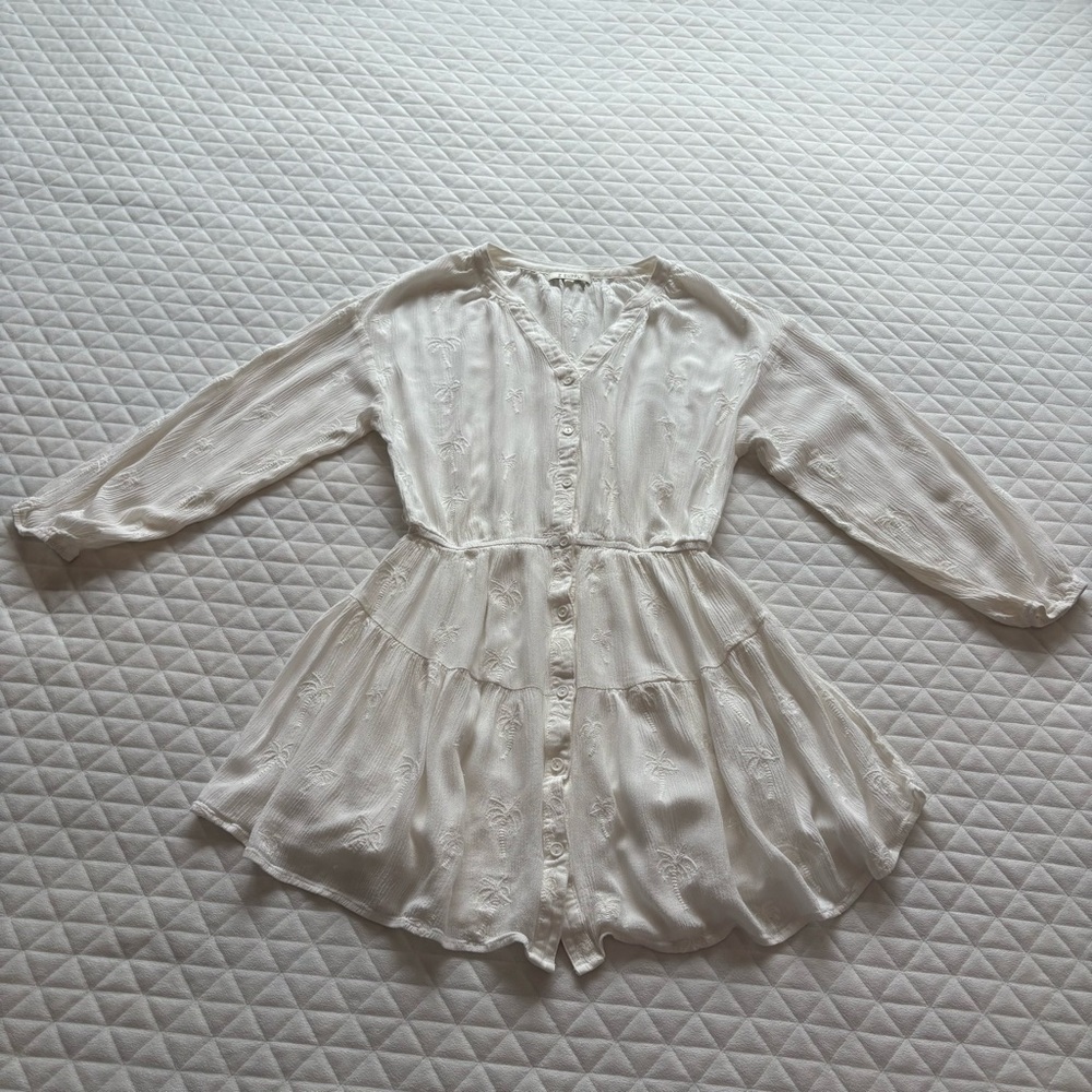 Z Supply Easy To Love Palm Mini Dress Size XS White Resort Swim Cover Up Beachy